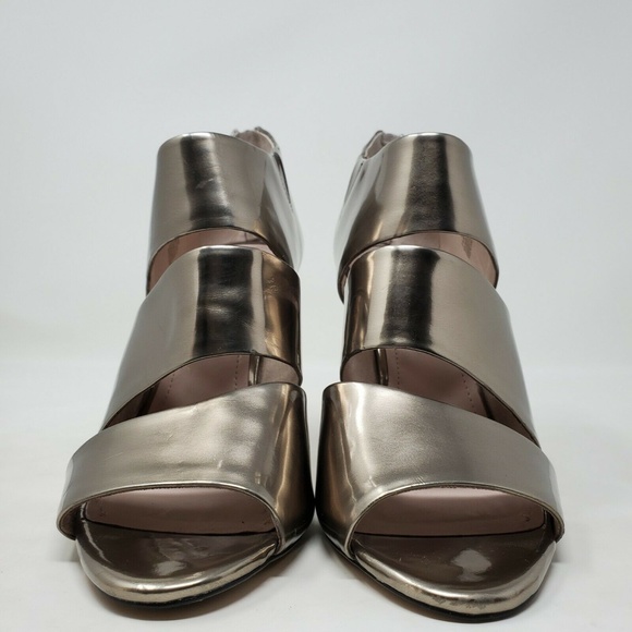Vince Camuto Karmi Peep Toe Silver Leather Booties - Picture 3 of 11